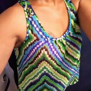 Womens Multicolored Halter Tank Top Cami Blouse